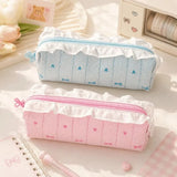 Makeup Bag Large Capacity Pencil Case Lace Ballet Style Pen Bag Bow Kawaii Stationery Organizer Girl Gifts