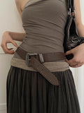 Popxstar N Retro Belt Female New Style Rivet Punk Belt With Jeans Belt Personality Y2K Black