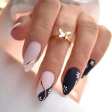 Popxstar 24pcs Mid-length Almond Press on Nails with Simple Glitter Blue Full Cover False Nail Fashion French Wearable Fake Nails Sets