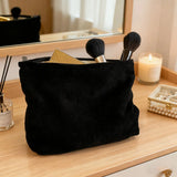 Popxstar  Corduroy Travel Cosmetic Bag Portable Makeup Storage Bag Purses Women Large Capacity Zipper Make Up Organizer Storage Clutch