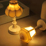 Popxstar Geometric Flower Bud Button Battery LED Table Lamps Desk Night For Bedroom Dining Touch Night Light Simple Modern Decoration