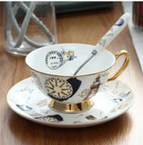 Popxstar  Ceramic Coffee Cup Elegant Flower Tea Cup and Saucer Afternoon Dessert Porcelain Tea Cup Saucer Set Tea Cafe Espresso Cup