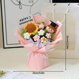 Popxstar  Crocheted Sun Flower Bouquet Graduation Flower Bouquet Gifts Artificial Flower Decorations Finished Sunflowers Graduation Gifts