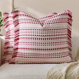 45x45/60x60cm Bohemian Pillow Covers Yarn-dyed Polka Dot Cushion Covers Tassel Edge Pillow Case for Living Room Bedroom Sofa Car