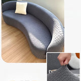 Curved Sofa Slipcover Textured Stretch Couch Cover Modern Cloud Sectional Sofa Protector Furniture Protective Cover