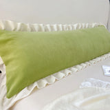 Popxstar Length Sleeping Pillowcase with Ruffle Winter Couple Double Fleece Flannel Warmth Big Size Pillow Covers Home Bedding 45*180cm