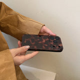 Popxstar  Korean INS Amber Retro Brown Phone Case for IPhone 11 12 13 15 Pro 14 16 17 Pro Max Shockproof Protective Lamber Back Cover Case