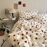 Popxstar Korean Style Bedding Set Boys Girls Twin Queen Size Duvet Cover Flat Sheet Pillowcase Bed Linen Kids Adult Fashion Home Textile