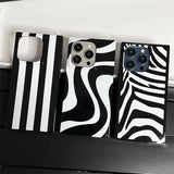 Fashion Cow Stripe Pattern Glossy Back Cover For iPhone 13 14 15 16 17 Pro Max Phone Case