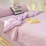 Popxstar  Korean Style Seersucker Washed Cotton Summer Quilt Four-Piece Set Bare Sleeping Quilt Summer Blanket Airable Cover