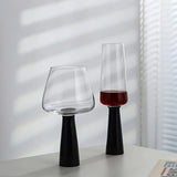 Popxstar  Retro Black Pillar Glass Simple Cool Round Glass Cups Creative Handmade Glass Wine Glasses  Champagne Mojito Cocktail Cups Gifts