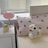 Popxstar  Plaid Bow Knot Pillow Cover Korean Y2k Fashions Girlish Heart Blackpink Room Decor Sleeping Pillow Cover Bedroom Decoration Gift