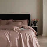 Popxstar  4Pcs Natural Lyocell Eucalyptus Fiber Soft Silky Bedding Set Luxury Embroidery Duvet Cover Bed Sheet/Fitted Sheet Pillowcases