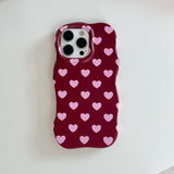 Cute Heart Wave Edges Shockproof Protective Phone Case for iPhone 17 17pro 17promax 13 14 15 16 16promax Girly Cover Case
