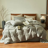 Popxstar  Pure cotton three-layer yarn bed four-piece set cotton bedding simple quilt cover bed sheet three-piece bed hat