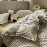 Popxstar  100% Cotton Stripe Bedding set Duvet Cover Set with Pillowcase housse de couette Quilt Cover set King Size
