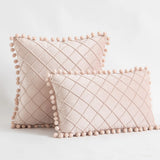 Premium Velvet Diamond Quilted Pillow Cover with Pom Design Sofa Pillow for Office Living Room 30x50cm 45x45cm Pillow Case