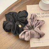 Popxstar Satin Silk Hair Scrunchies Black Hair Ties for Girls and Women Scrunchie Solid Color Hair Accessories Scrunch