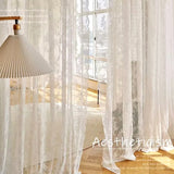 Popxstar room inspo ideas Pastoral White Tulle Sheer Window Curtains French Lace Curtain Voile Fabric Drapes Door Curtain Breathable Bedroom Home Decor