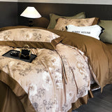 Popxstar  1000TC Egyptian Cotton Vintage Oil Painting Style Flowers Print Bedding Set Duvet Cover Flat/Fitted Bed Sheet Pillowcase 4Pcs