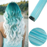Popxstar 6pcs/pack Colored Party Highlights Clip in Hair Extensions for Girls 22 inches Multi-colors Straight Hair Synthetic Hairpieces