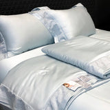 Popxstar  Lyocell Bamboo Fiber Luxury Embroidery Summer Quilt Soft Silky Thin Comforter Blanket With Bed Sheet Pillowcases Bedding Set