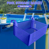 Popxstar Pool Storage Basket Plastic Hanging Pool Mesh Organizer Hook Pool Drinks Holder Portable Removable Frame Swim Pool Accessories