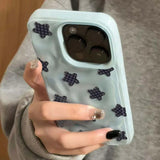 Popxstar  Cartoon Black Checkered Star Pattern Korean Phone Case for IPhone 16 17 Air 15 14 13 12 11 Pro Max Plus Shockproof Soft Cover