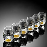 Popxstar  6pcs 15ml Luxury Crystal Glass Whisky Sake Shochu Bar Liqueur Gold Foil Glass Drinkware Set Hard Liquor Wine Glass Tea Cup Gifts