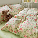 Comforter Botanical Flowers Garden Ultra Soft & Breathable 100%Nature Cotton Bedding Sets With Flat/Fitted Sheet 2 Pillowcases