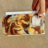 Korean Artistic Glitter Gradient Tinfoil Pattern Case for iPhone 17 16 Pro Max 13 15 Pro 12 14 11 16e 7 8 Plus XS XR Retro Cover