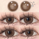 Popxstar  2pcs Yearly Contact Lenses Brown Large Diameter Prescription Myopia Contact Lens Student Animation Lens Beautiful Fast Shipping