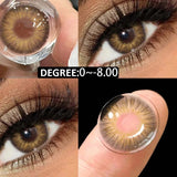 Popxstar 1Pair 0~-8.00 Myopia Colored Contact Lenses with Degree Pupils Blue Lenses Green Lens Color Beautiful Eye Yearly Use