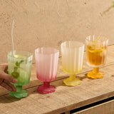 Popxstar  225ml French Style Drinkware Glass Cup Petal Wine Glass Household Short Footed Cocktail Ice Cream Cup Dopamine Drinking Utensils