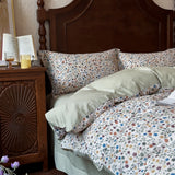 Popxstar  100% Cotton Bedding Set Ins Korean Floral 3D Printed Duvet Cover Bed Linen Flat Sheets Set 2 Pillowcases Twin Double Queen Size