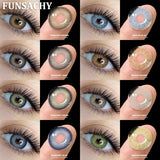 Popxstar  1 Pair Colored Contact Lenses for Eyes Gray Beauty Pupils Brown Eye Makeup Cosmetics Green Contacts Fashion Color Lens