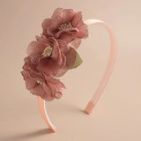 Popxstar New Handmade Flower Girls Headbands Cute Pearl Feather Wedding Crown Princess Dance Party Headwear Fashion Hoop Accessories