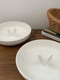 Popxstar 2Pcs/1Pc Ceramic Rabbit Ear Plate Cute Rabbit Ear Plate High-End Dinner Plate Fruit Plate Exquisite Girls Biscuit Plate Home Dessert Plate Suitable for Home Meal Party Dinner Plate Fruit Plate Gift