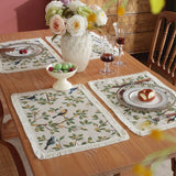 American Retro Oil Painting Dining Tablecloth Cotton and Linen Jacquard Table Cloth Thickened Pastoral Style Floral Table Runner