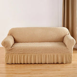 1/2/3/4 Seater Seersucker Sofa Slipcover with Skirt Universal Stretch Sofa Couch Slipcover Easy Fitted Chair Furniture Protector
