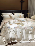 Popxstar  High Precision Damask Egyptian Cotton Flower Embroidery Luxury 4/5Pcs Bedding Set Duvet Cover Flat/Fitted Bed Sheet Pillowcases