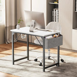 Popxstar Computer Desk Writing Study Office Gaming Table Modern Simple Style Compact with Side Bag Headphone Hook Easy Assembly