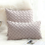 Fashion Car Backrest Cushion Cover Soft Faux Suede Home Decorative Navy Blue Pillow Cover Woven Pattern Green 45x45cm/30x50cm
