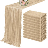 Popxstar 10PCS Set Semi-Sheer Gauze Wedding Table Runner Sage Green Cheesecloth Table Dining Party Christmas Banquets Arches Cake Decor