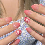 Popxstar  24Pcs Pink Fake Nails Y2K Style Press on Nails Big Sparkly Rhinestone Designs Black French Tips False Nails for Women y2k Girls