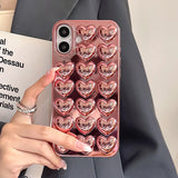 Popxstar  Plating Rose Gold 3D Love Heart Glossy Back Cover Case For iPhone 17 Pro Max Air 15 14 13 12 11 16 Plus Soft TPU Shell