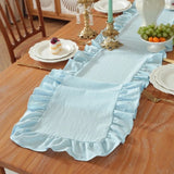 35x180cm Ruffled Edge Table Runner Cotton Solid Color Cotton Table Runner Ruffled Edge Anti Slip Rectangular Table Runner