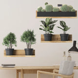 Popxstar 3PCS Green Plant Cactus Potted Wall Stickers for Bedroom Living Room Bathroom Home Decoartion Wall Decals