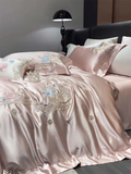 Popxstar  High Precision Damask Egyptian Cotton Flower Embroidery Luxury 4/5Pcs Bedding Set Duvet Cover Flat/Fitted Bed Sheet Pillowcases