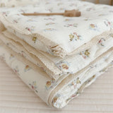 Popxstar Baby Camellia Rose Print Muslin Blanket Quilt for Summer Infant Floral Muslin Comforter Napping Cover for Baby Bedding Quilts